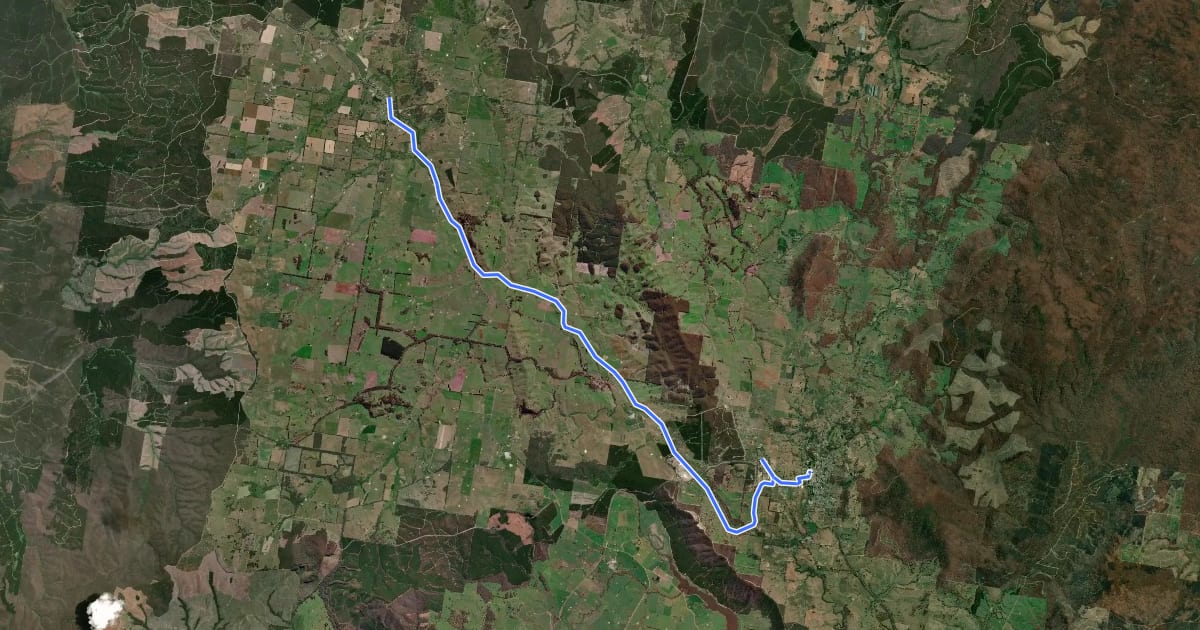 Маршрут Tumbarumba to Rosewood Rail Trail на спутниковом снимке