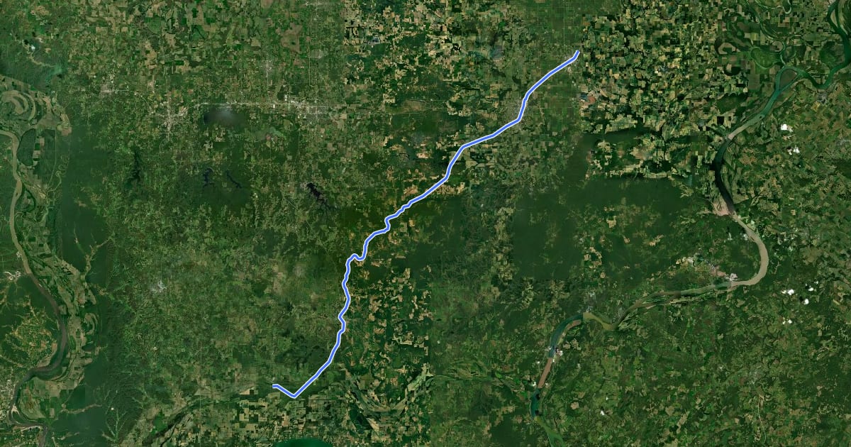 Маршрут Tunnel Hill State Trail на спутниковом снимке