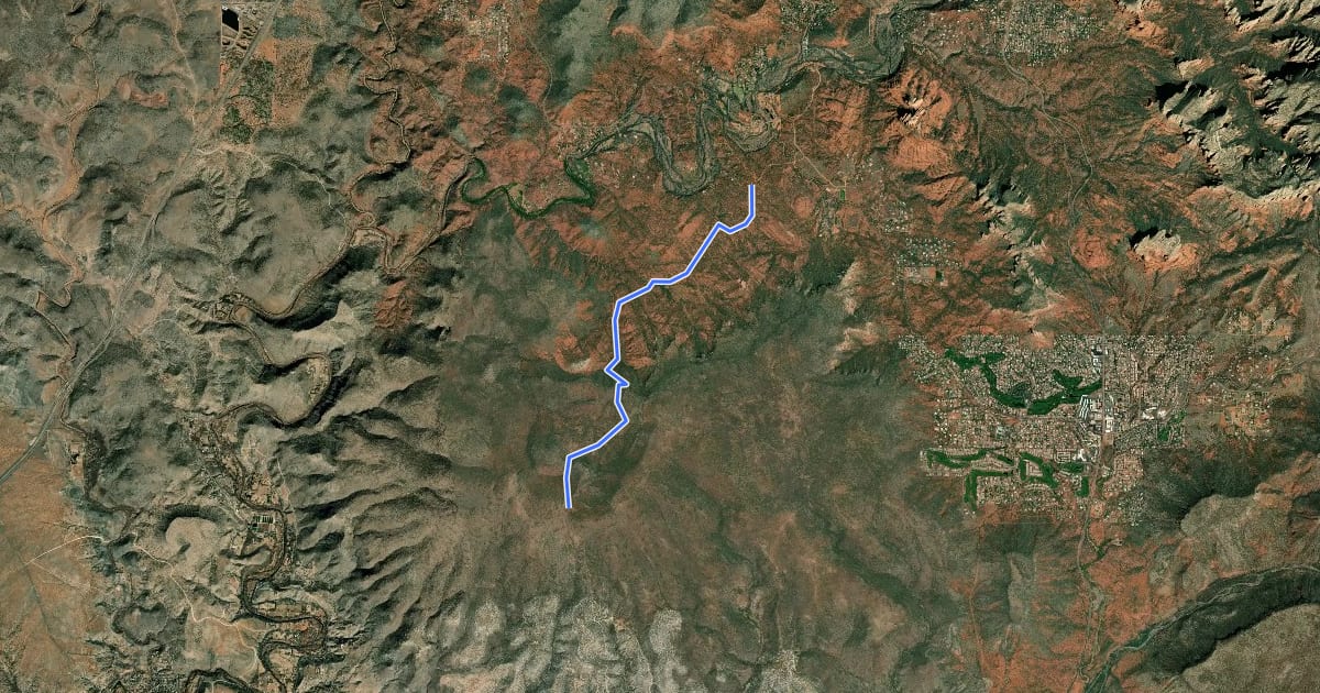Маршрут Turkey Creek Trail #92 на спутниковом снимке