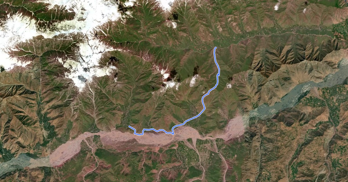 Маршрут Turpi Pass на спутниковом снимке