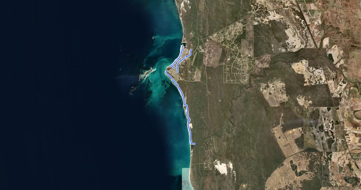 Маршрут Turquose Way Trail на спутниковом снимке