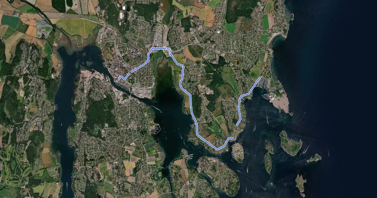 Маршрут Tursti Vallø-Tønsberg на спутниковом снимке