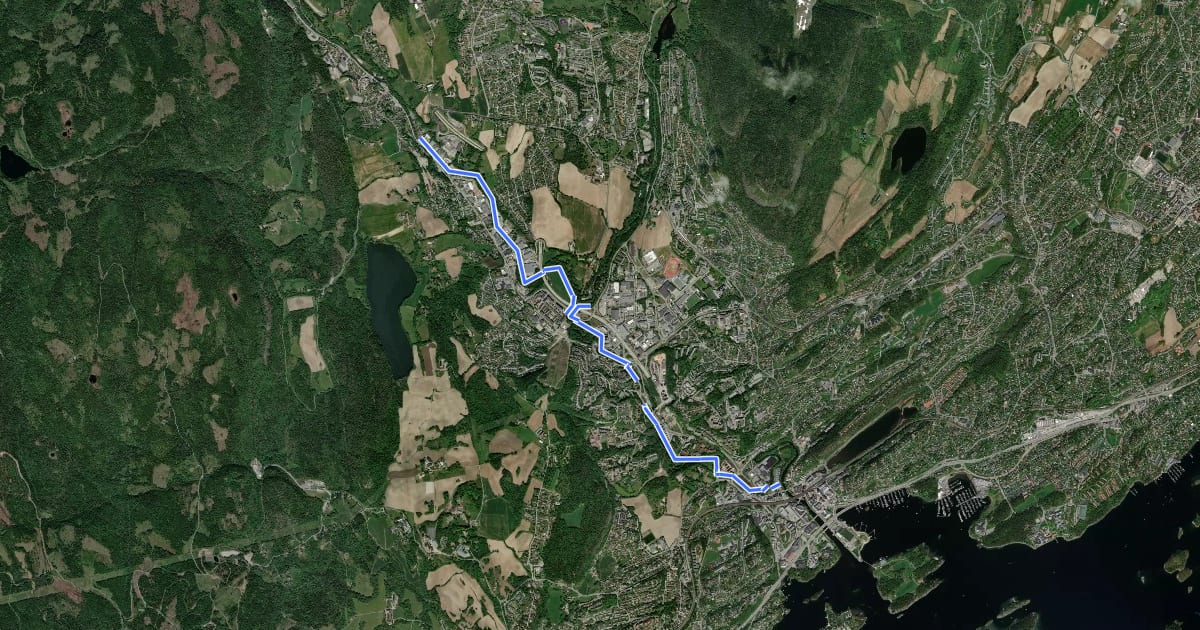 Маршрут Turvei C1: Sandvika-Nybrua на спутниковом снимке