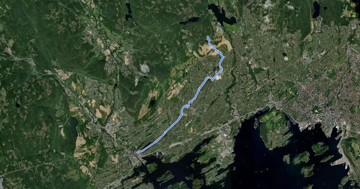 Маршрут Turvei J1: Sandvika-Eiksmarka (Ankerveien) на спутниковом снимке