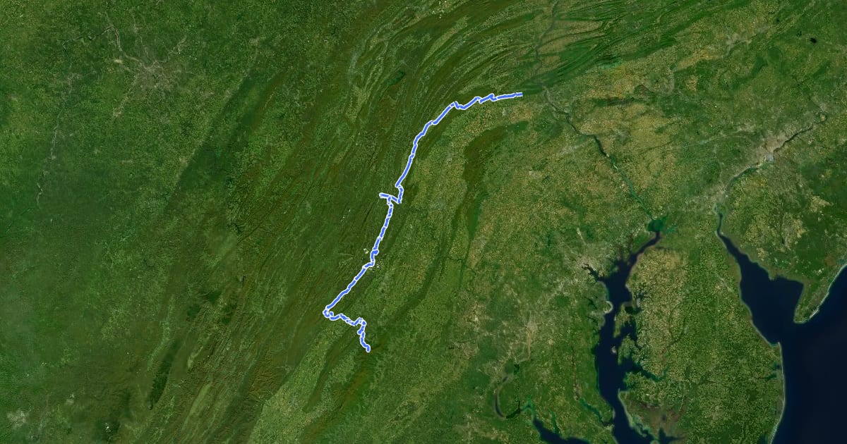 Маршрут Tuscarora Trail на спутниковом снимке