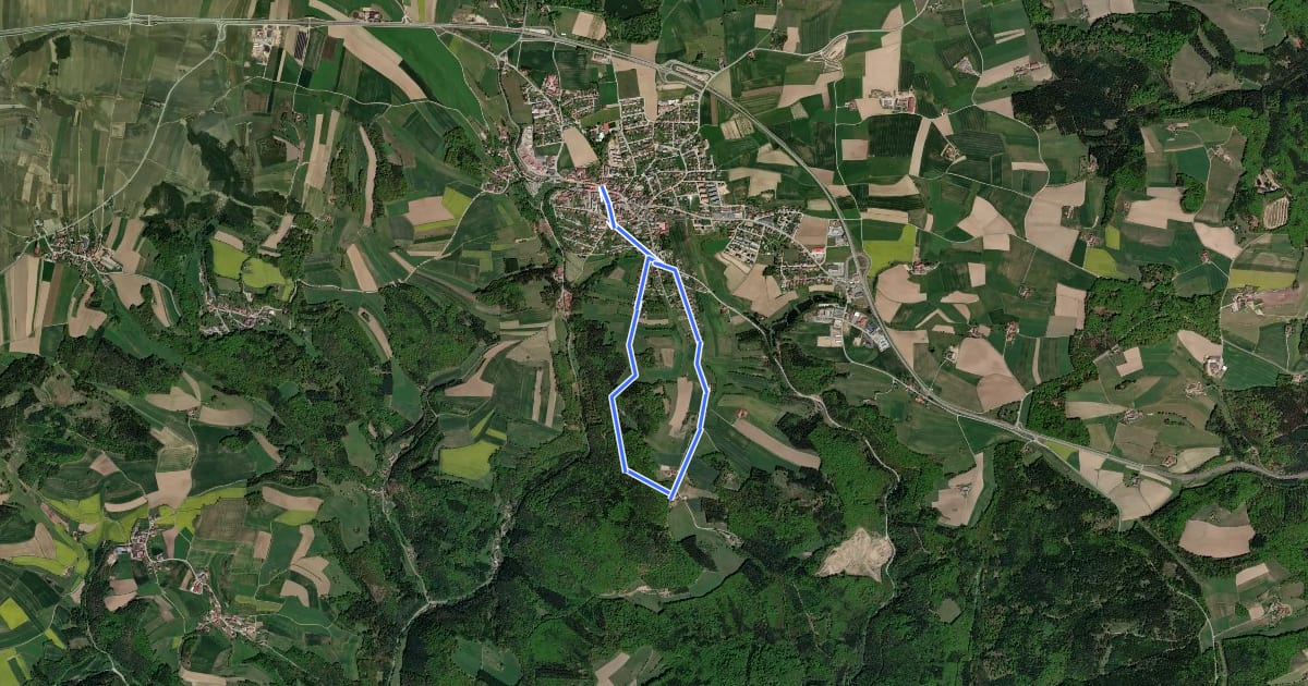 Маршрут tut gut Schritteweg на спутниковом снимке
