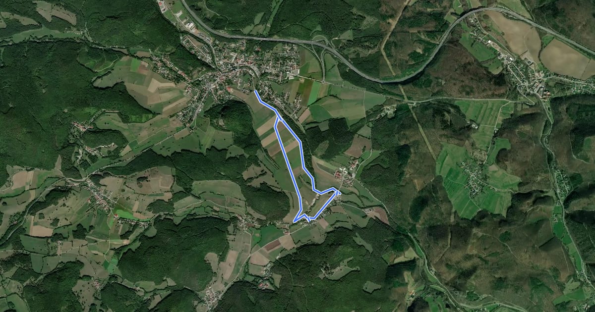 Маршрут tut gut Schritteweg Alland (blau) на спутниковом снимке