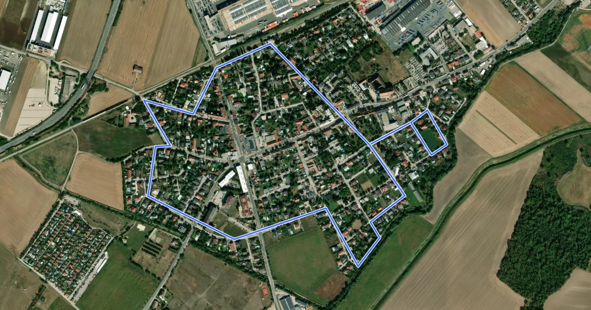 Маршрут tut gut Schritteweg auf gelbem Pfeil на спутниковом снимке