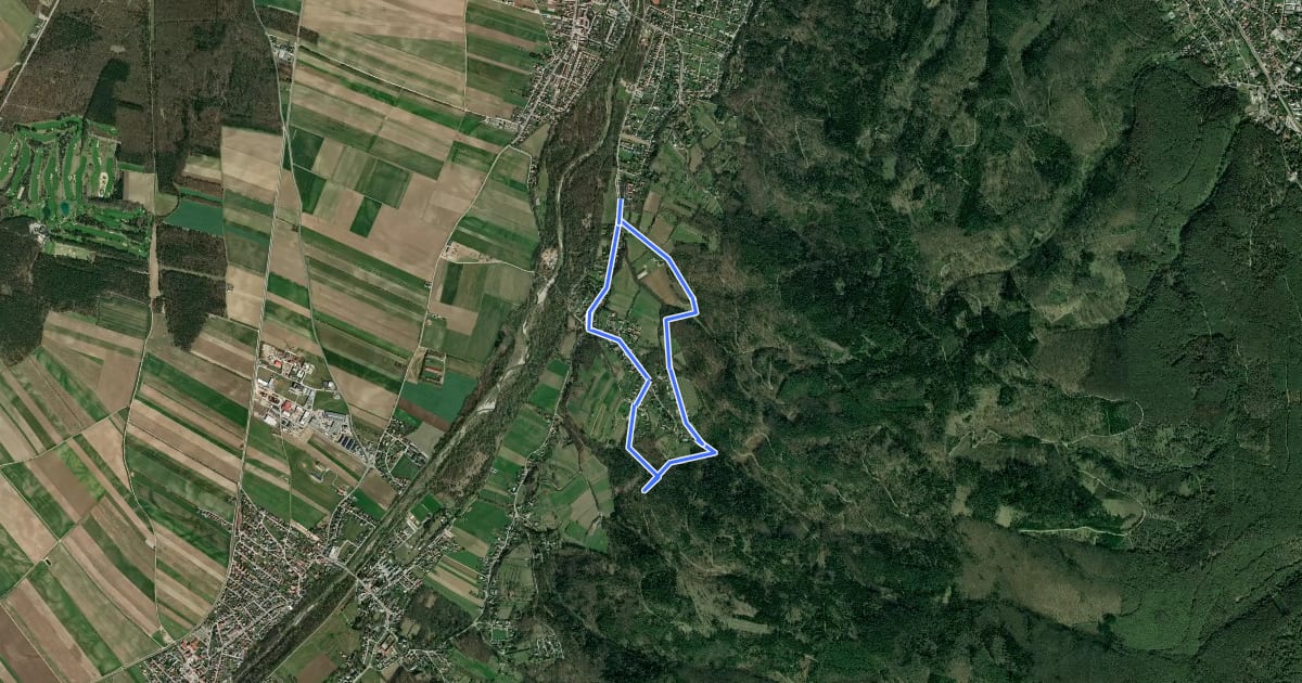 Маршрут tut gut Schritteweg (Route 2) на спутниковом снимке