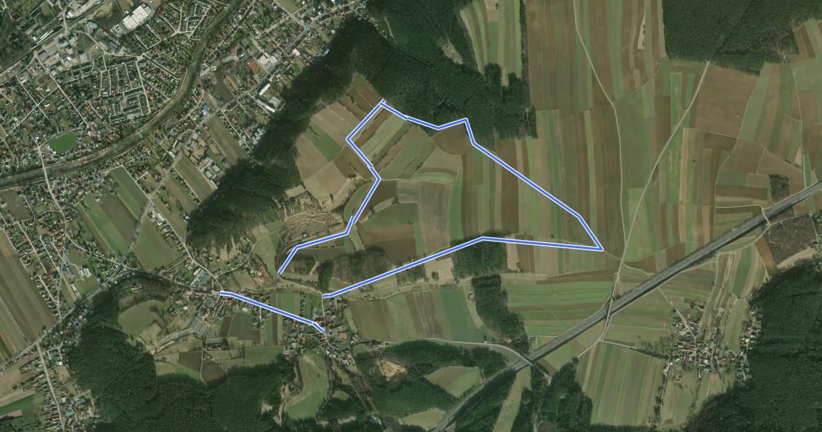Маршрут Tut Gut Schritteweg Route 2 на спутниковом снимке