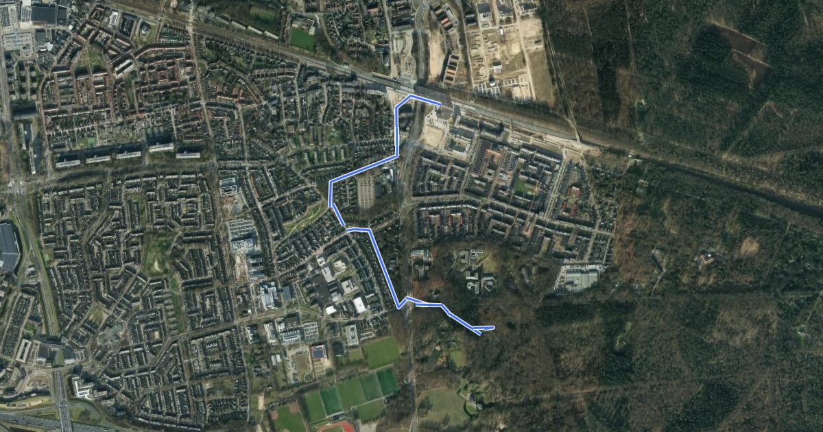 Маршрут TVP 15 OV-route Ede-Wageningen на спутниковом снимке