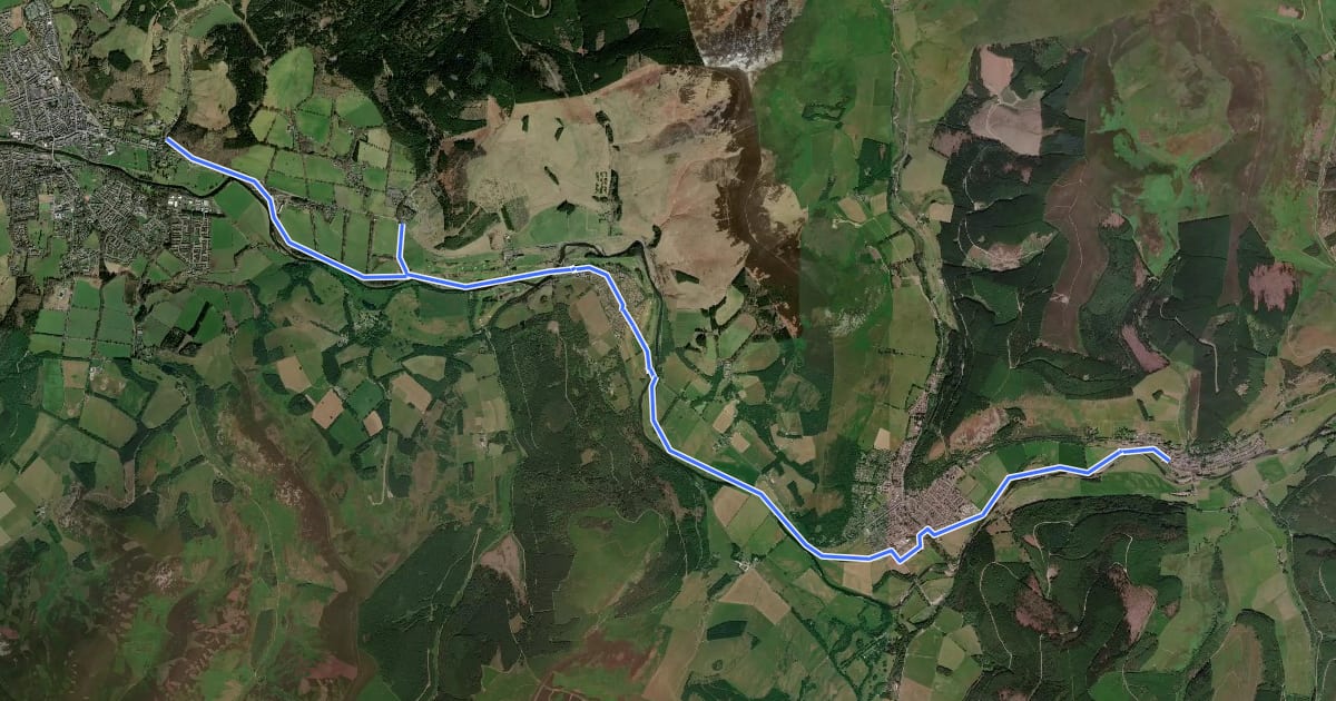 Маршрут Tweed Valley Railway Path на спутниковом снимке