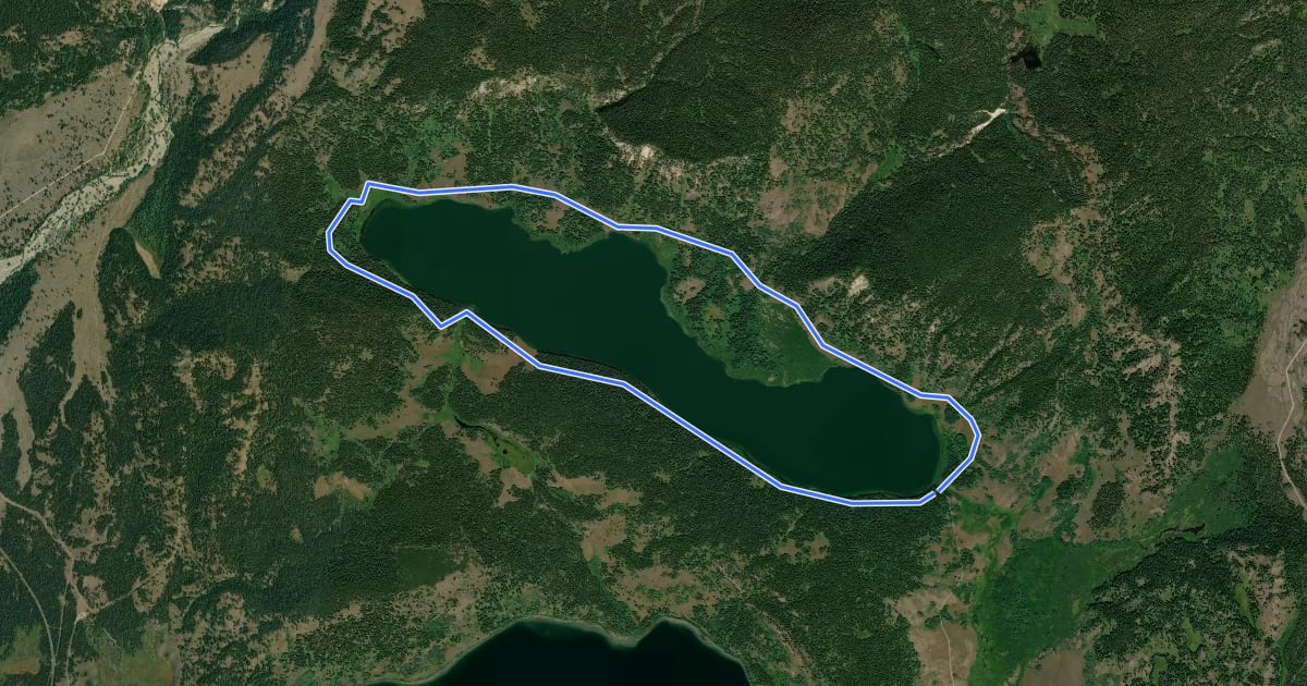 Маршрут Two Ocean Lake Trail на спутниковом снимке