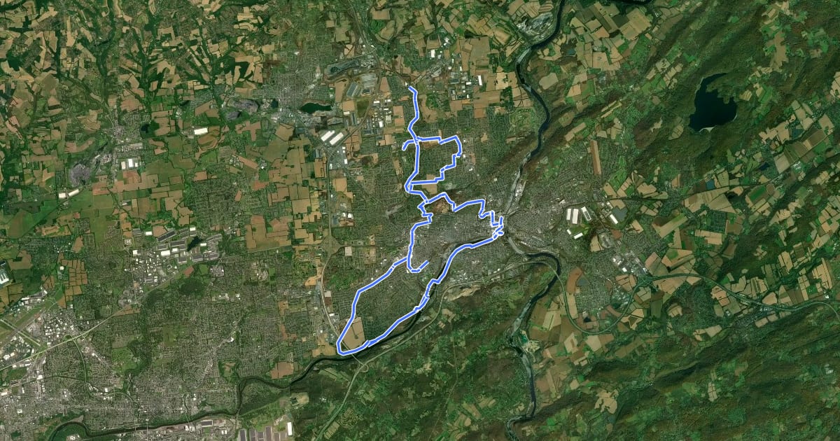 Маршрут Two Rivers Trailway на спутниковом снимке