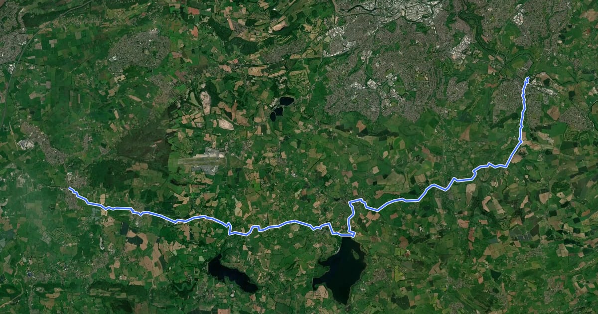 Маршрут Two Rivers Way на спутниковом снимке