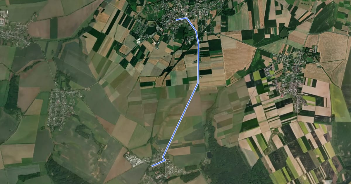Маршрут Żółty szlak Krzanowice - Chuchelná на спутниковом снимке