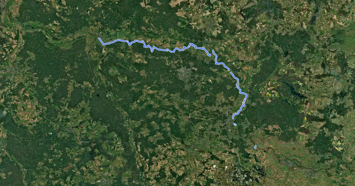 Маршрут Żółty Szlak Odrzański на спутниковом снимке