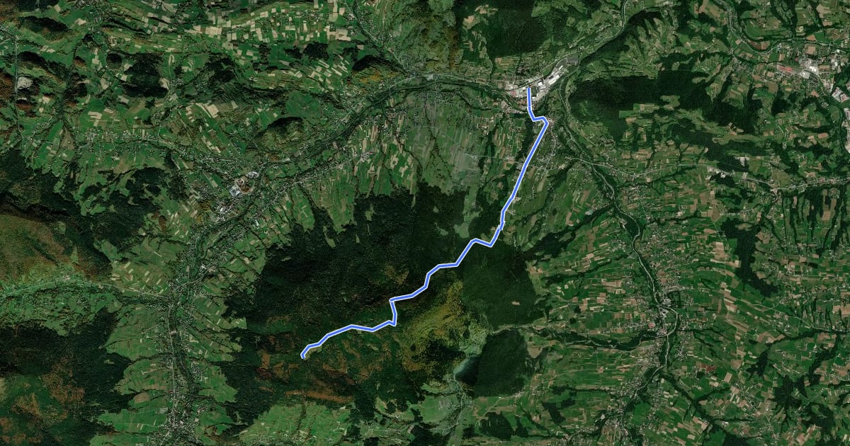 Маршрут Tymbark - Łopień на спутниковом снимке
