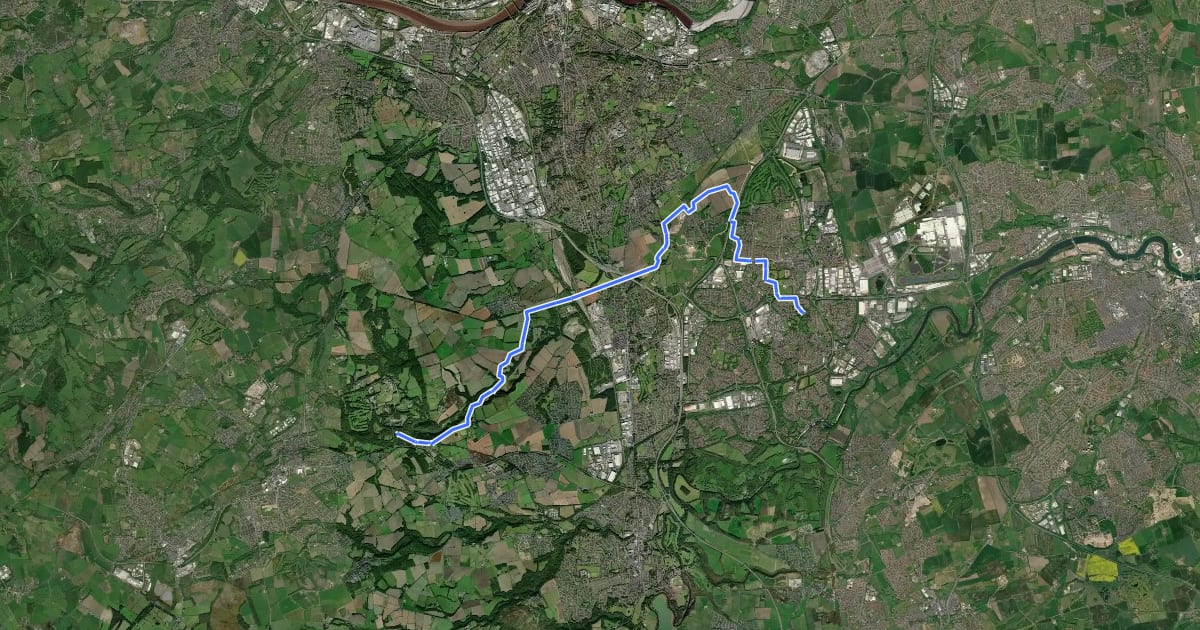 Маршрут Tyne and Wear Heritage Way Section 7 на спутниковом снимке