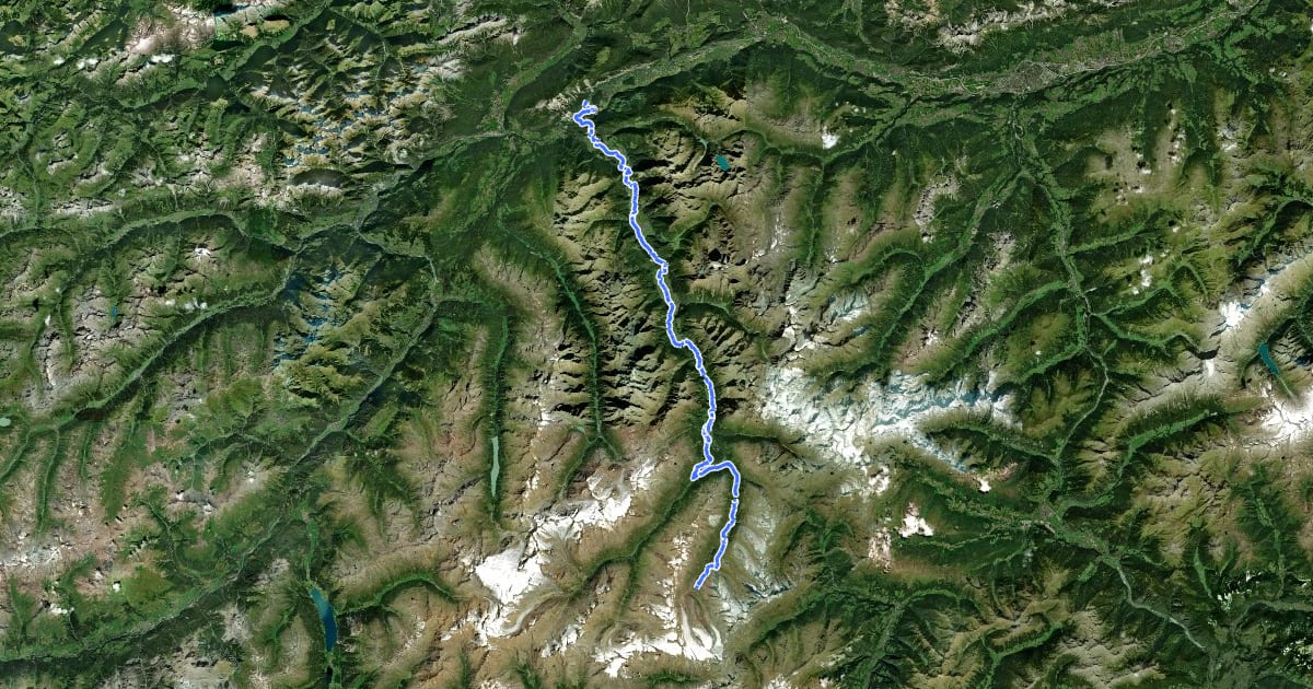 Маршрут Ötztal Mountainbike Trail на спутниковом снимке