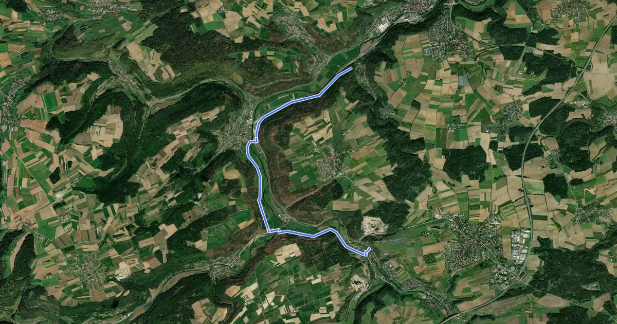 Маршрут Äußerer Alternativweg - Dettingen - Weg-1 - Fischingen - Isenburg на спутниковом снимке