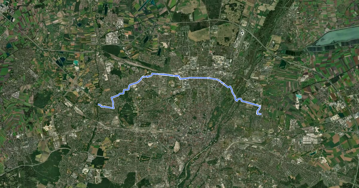 Маршрут Äußerer Radlring Nord на спутниковом снимке
