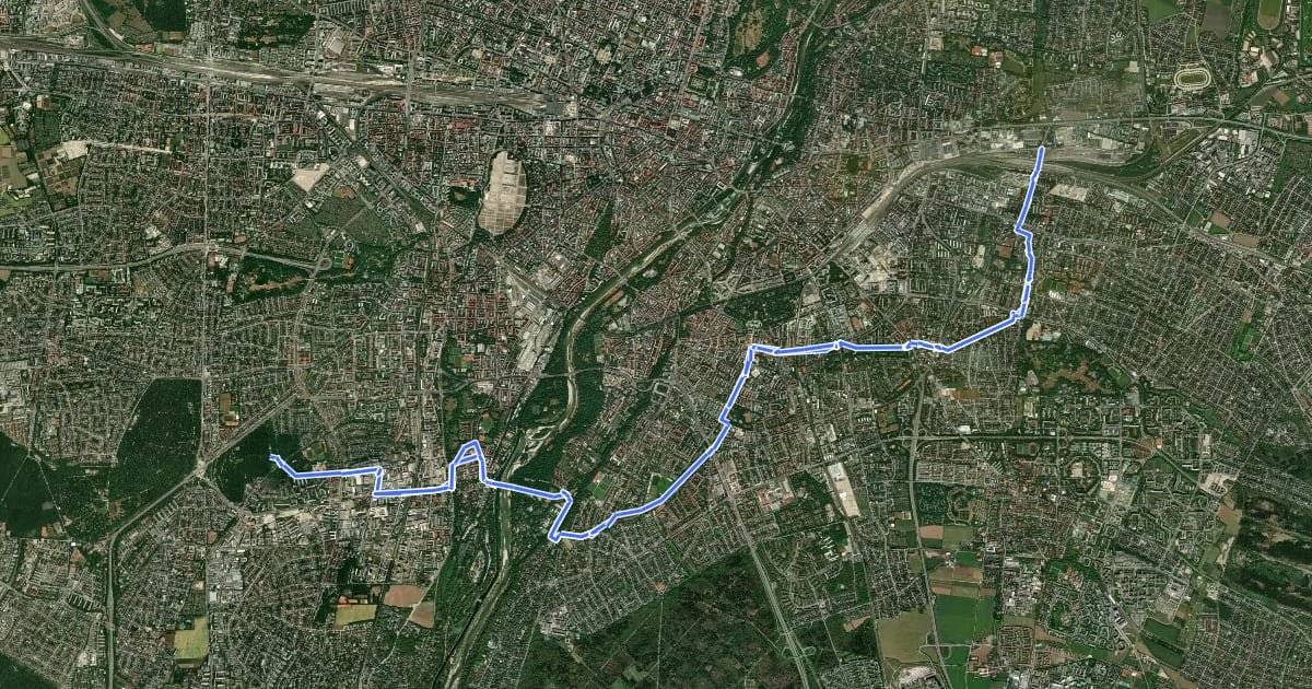 Маршрут Äußerer Radlring Süd на спутниковом снимке