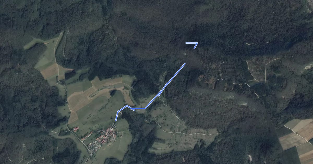 Маршрут Äußerer Zugangsweg - Hechingen - Greutberg - Beuren - Wegkreuzung am Dreifürstenstein на спутниковом снимке