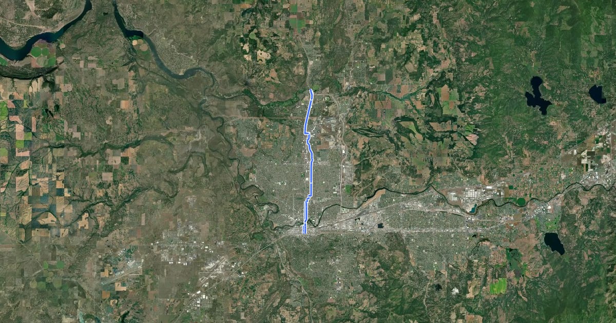 Маршрут U.S. Route 395 Bike Route на спутниковом снимке