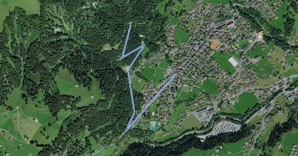 Маршрут Uelisgraben - Adelboden на спутниковом снимке