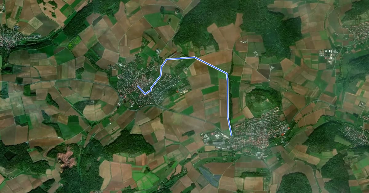 Маршрут Uettingen-Remlingen на спутниковом снимке