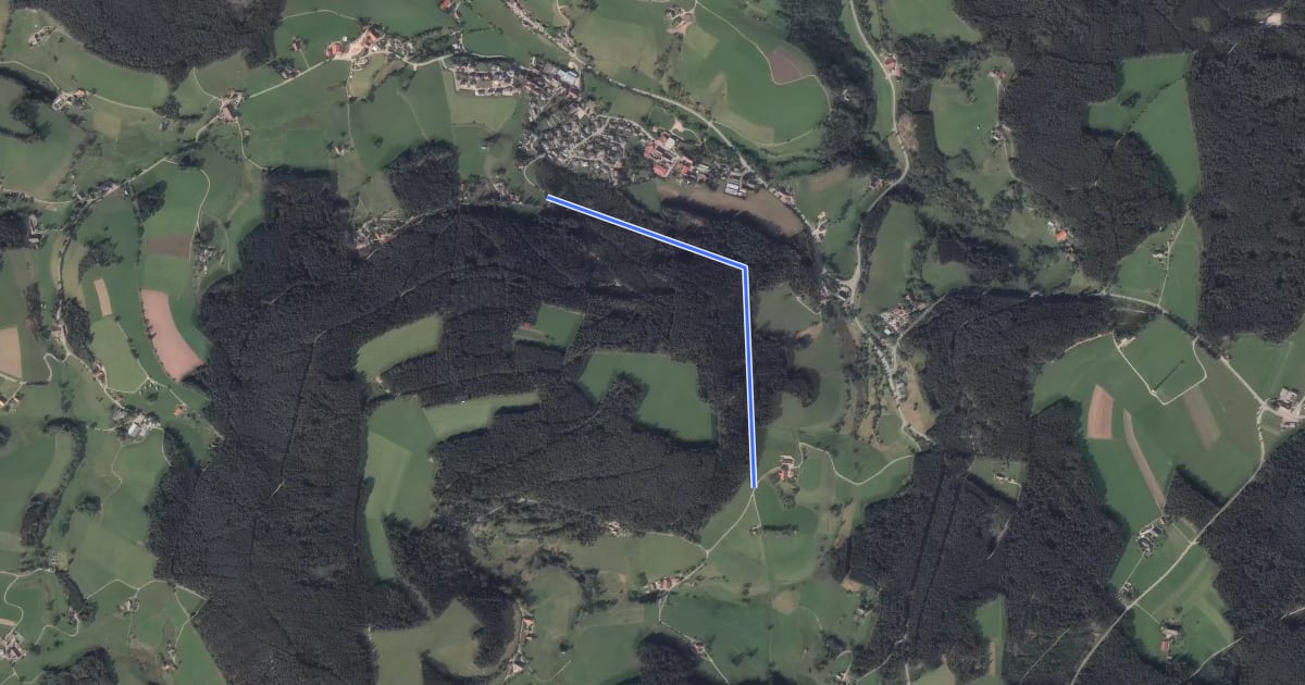 Маршрут Uhrenhändlerhof - Bruckenwald на спутниковом снимке