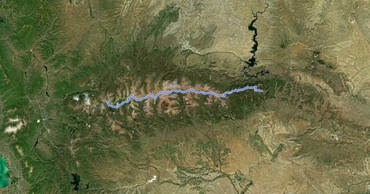 Маршрут Uinta Highline Trail на спутниковом снимке