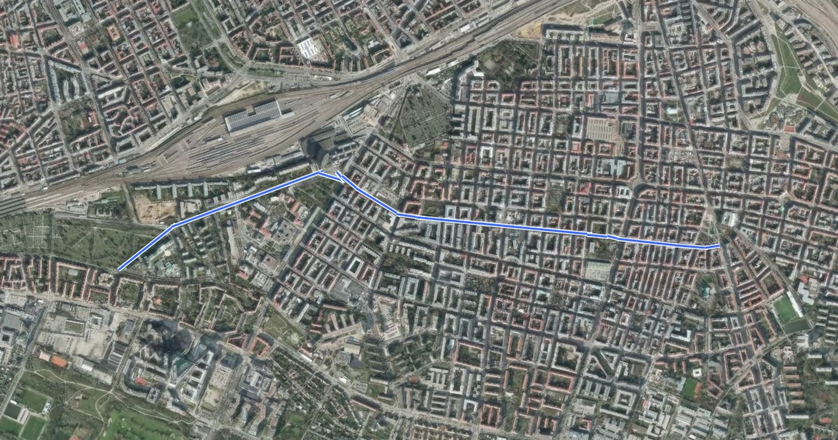 Маршрут UKH Meidling -> Davidgasse -> Reumannplatz на спутниковом снимке