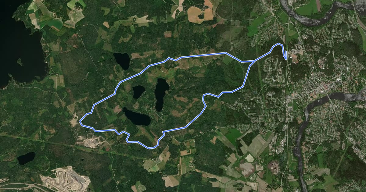 Маршрут Ulkoilureitti Urheilupuisto–Nauha–Anhava–Urheilupuisto на спутниковом снимке