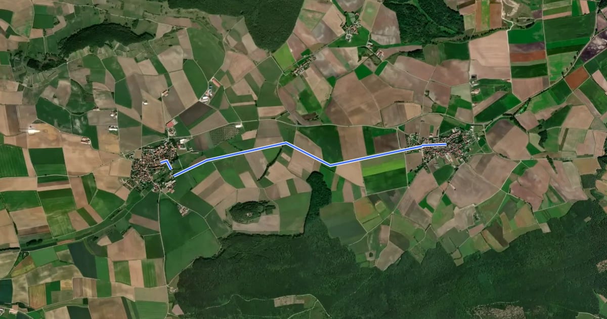 Маршрут Ulsenheim - Herbolzheim на спутниковом снимке