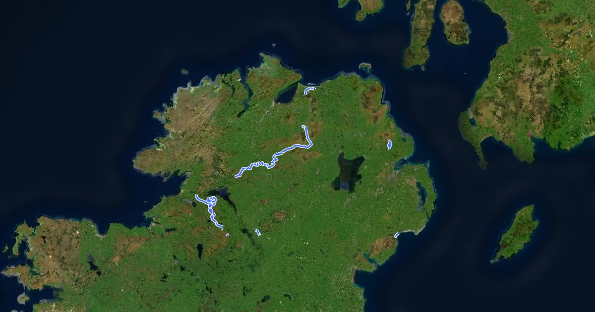 Маршрут Ulster Way на спутниковом снимке