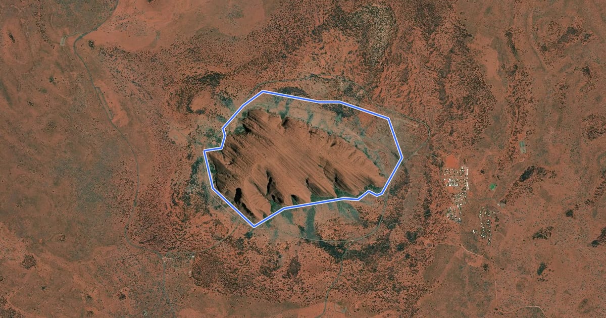 Маршрут Uluru Base Walk на спутниковом снимке