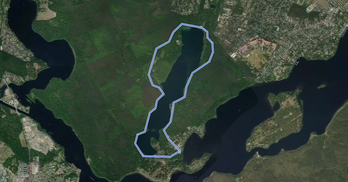 Маршрут Um den Sacrower See на спутниковом снимке