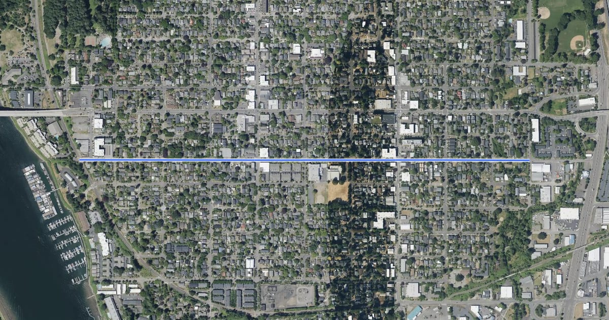 Маршрут Umatilla Street Greenway на спутниковом снимке