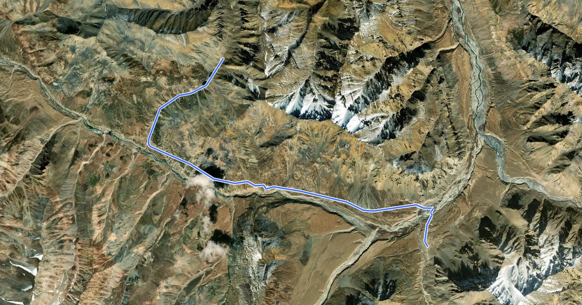 Маршрут Umlung Tso (Cascading lakes of Ladakh) на спутниковом снимке