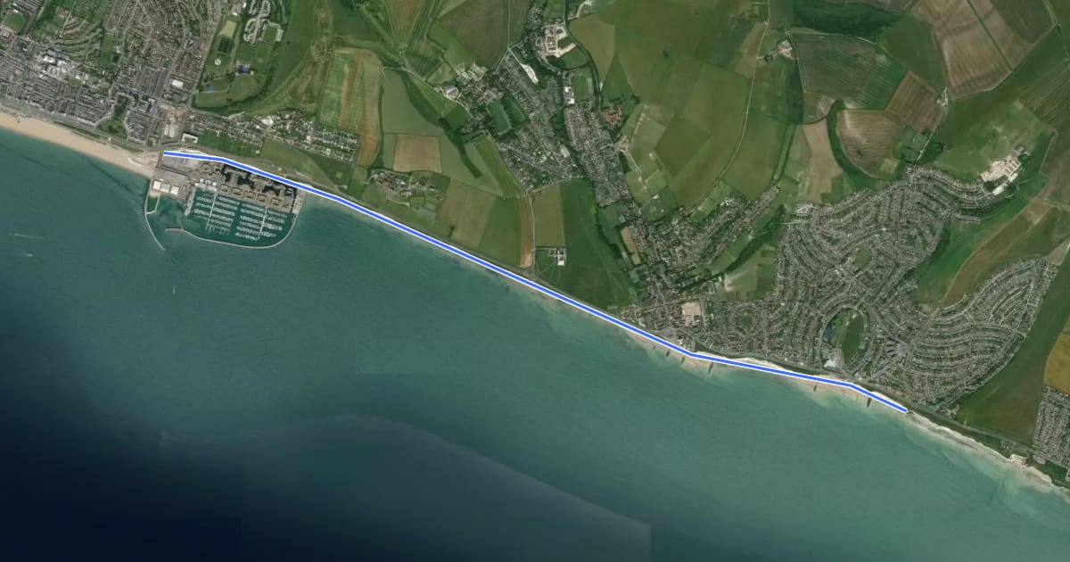 Маршрут Undercliff Walk на спутниковом снимке