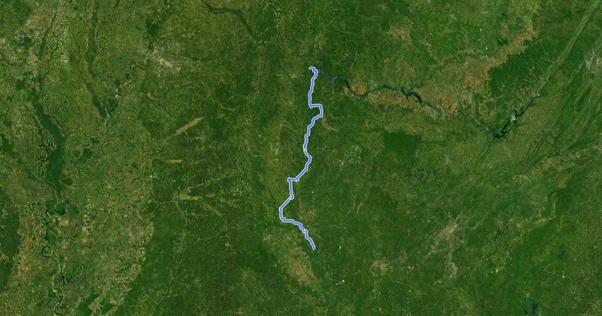 Маршрут Underground Railroad Bicycle Route (Mississippi) на спутниковом снимке