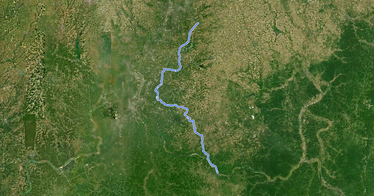 Маршрут Underground Railroad Bicycle Route (Ohio) на спутниковом снимке