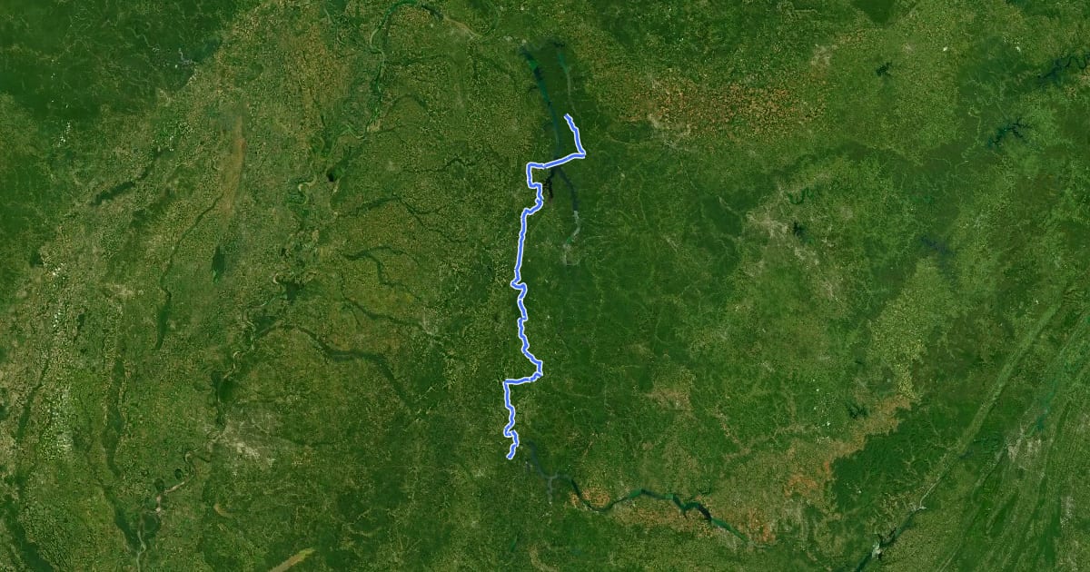 Маршрут Underground Railroad Bicycle Route (Tennessee) на спутниковом снимке