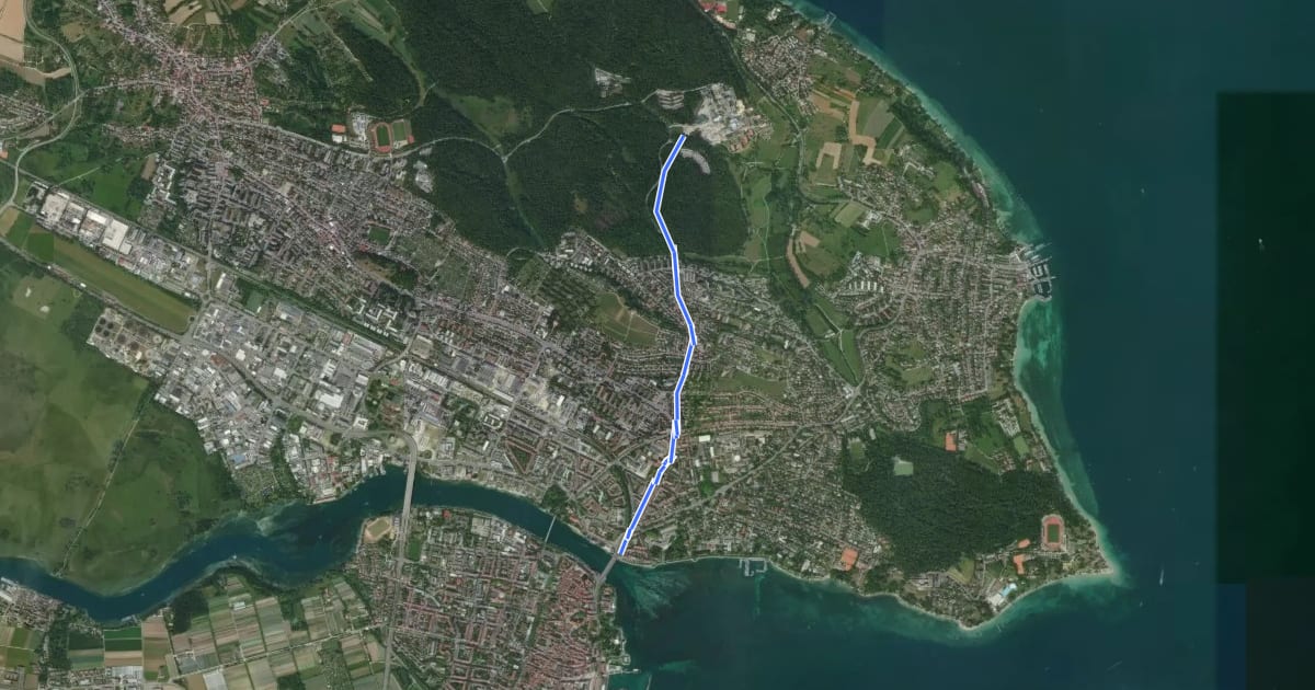 Маршрут Uni Haupteingang - Konstanz Rheinbrücke Nord на спутниковом снимке