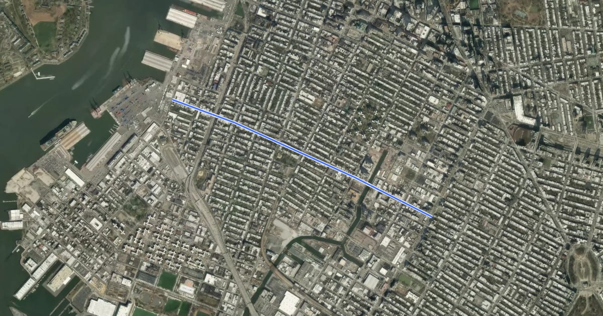 Маршрут Union Street на спутниковом снимке