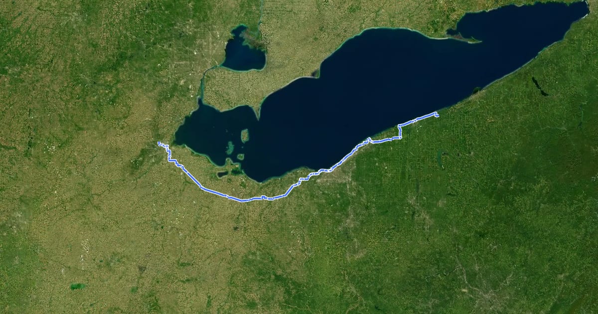 Маршрут United States Bicycle Route 30 (Ohio) на спутниковом снимке