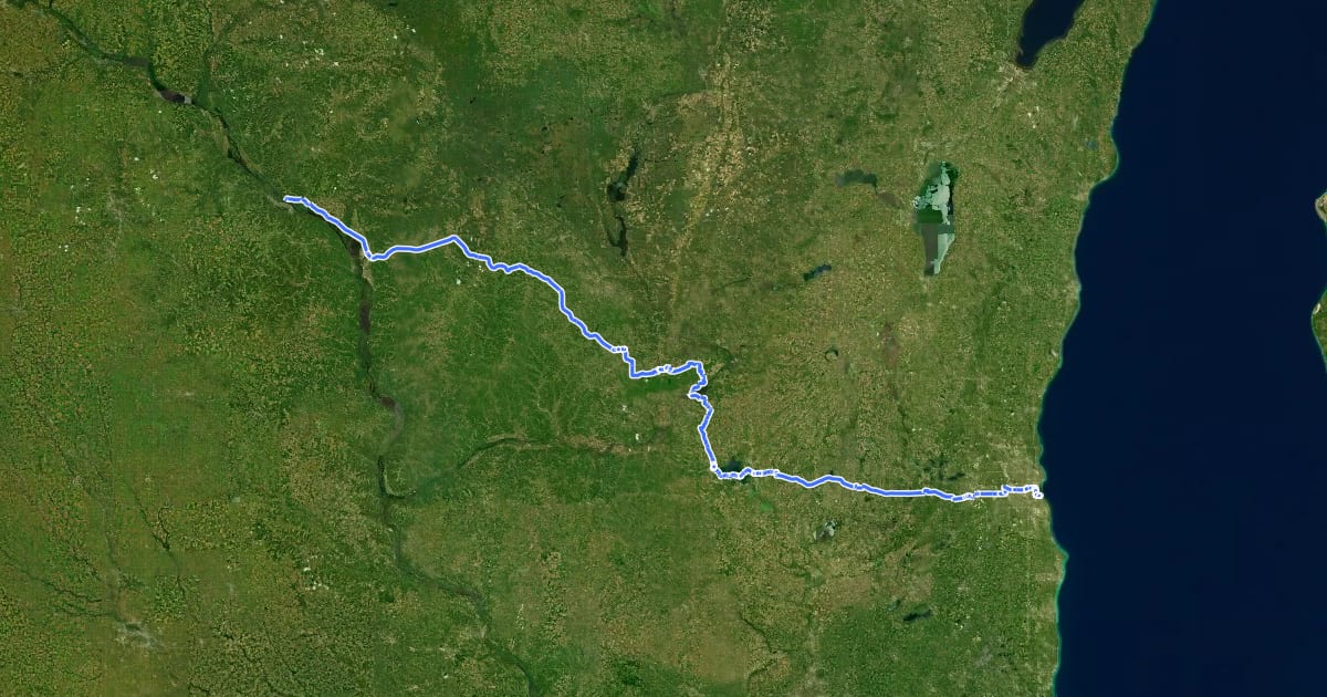 Маршрут United States Bicycle Route 30 (Wisconsin) на спутниковом снимке
