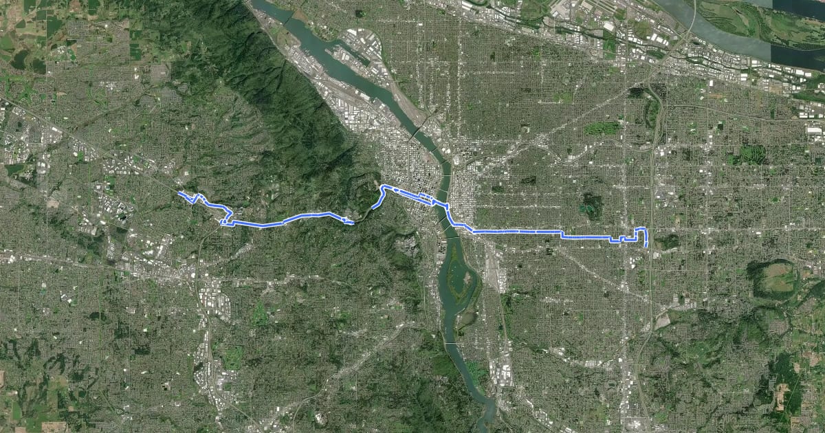 Маршрут United States Highway 26 (Oregon Bicycle alternative) на спутниковом снимке